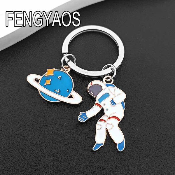 Chaveiro astronauta bonito desenho animado foguete chaveiro casa fuga da terra chaveiros frete grátis presente de aniversário para irmão