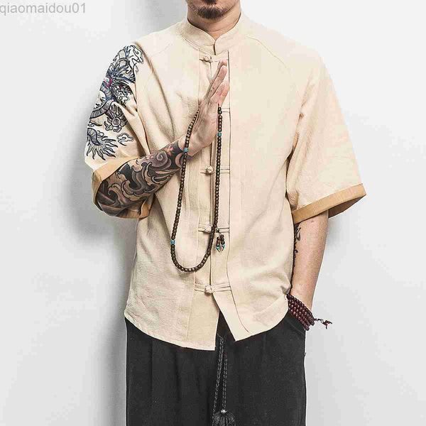 Erkekler Sıradan Gömlek Çin tarzı retro işlemeli HARDIGAN ERKEK YEMENTİ Altın Ejderha Nakış Gömlek Erkek Atmosferik Artı Beden Giyim L230721