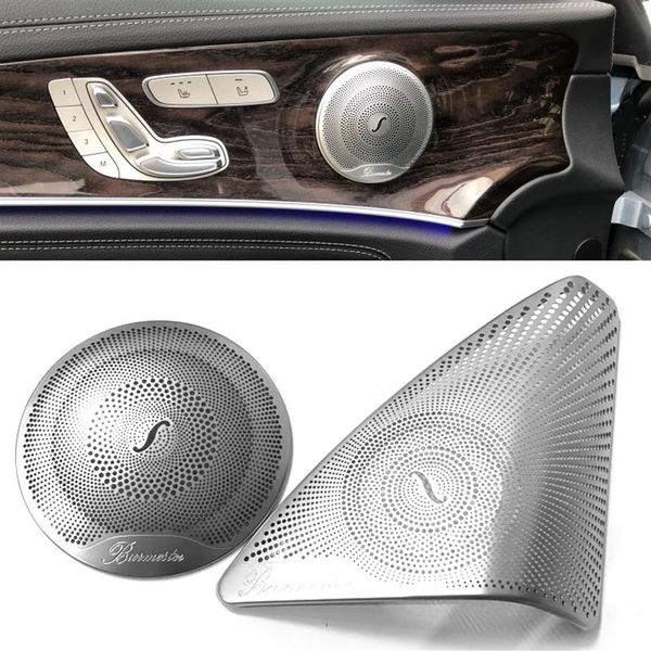 Mercedes Benz için Yeni C Sınıfı W205 2015-2017 Otomobil Styling Paslanmaz Çelik Kapı Ses Hoparlör Dekoratif Kapak Trim 3D Sticker2257