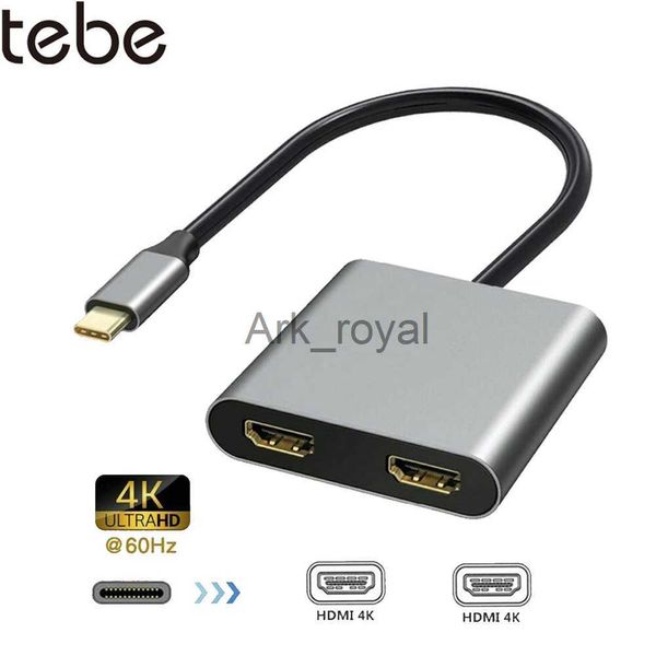 Accessori per schede di espansione tebe Adattatore compatibile da HUB USB C a doppio HDMI per docking station MacBookAir Hub USB tipo C a convertitore compatibile HDMI 4K J230721