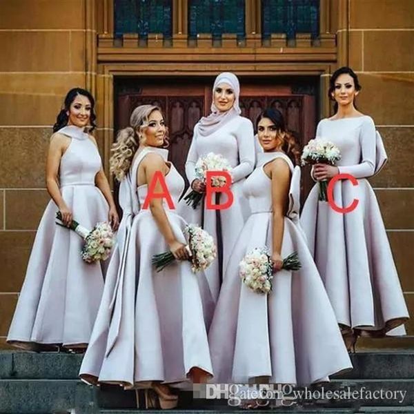 Elegante roxo claro inchado grande arco vestidos de dama de honra muçulmanas árabes mulheres vestidos formais plus size vestido de festa de casamento robe de marie2978