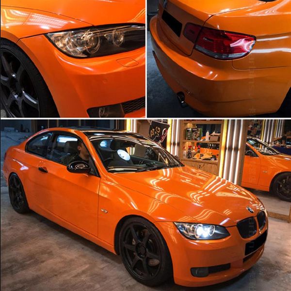 Super Gloss Orange Vinyl -пленка глянцевая автомобильная обертка Foil с воздушным выпуском Gloss Car Sticker Crapping Decal Размер 1 52x20 метров Roll282i