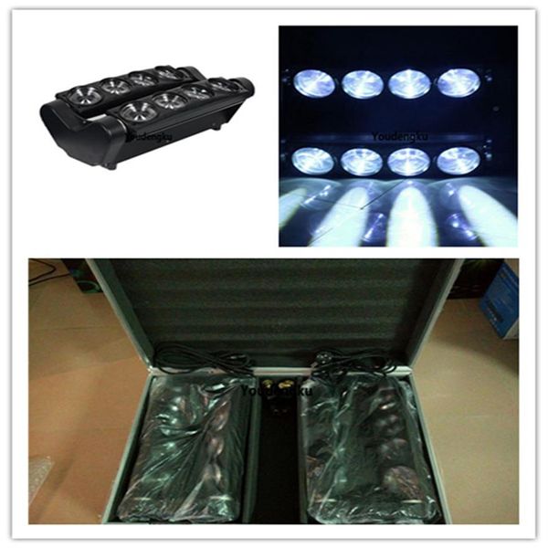 2 peças com flightcase feixe de aranha branco feixe de luz de aranha led 8x10w luz de aranha led branca205x