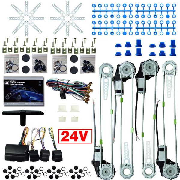 LEEWA Auto LKW DC24V Universal 4 Türen Elektronische Fensterheber-Kits mit 8-teiligem Schalterkabelbaum #2978295C