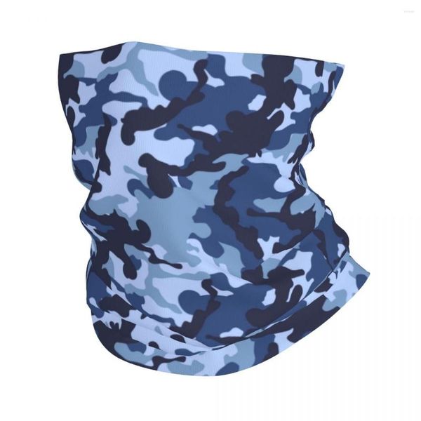 Sciarpe Blu Navy Camouflage Camo Pattern Bandana Neck Ghetta Maschera militare stampata Sciarpa Passamontagna Escursionismo Unisex Adulto Lavabile