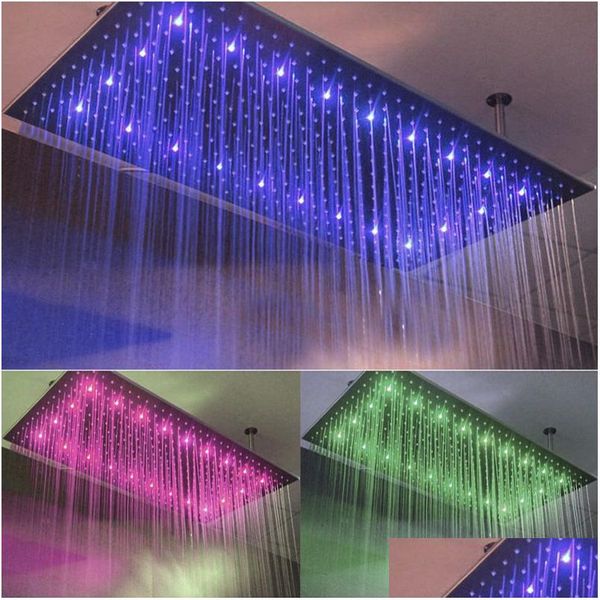 Soffioni doccia per bagno Nessuna batteria necessaria 24X31 pollici Colorf Led Testa Sprinkler Controllo della temperatura 3 Cambia colore Bateroom Lighting Dhg7Q