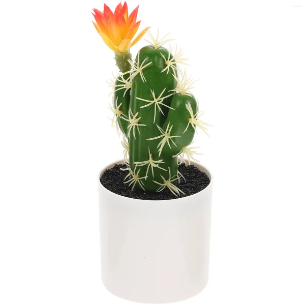 Fiori decorativi Fico d'india Cactus Ornamento Desktop Piccola decorazione in vaso di plastica realistica