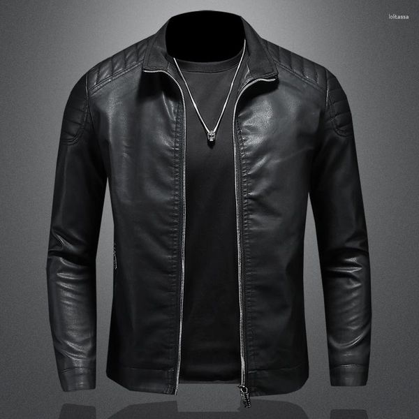 Мужские куртки кожаная одежда мода Slim Fit Jacket Zipper куртка сплошная повседневная мотоцикл мотоцикл мужчина мотоцикл мотоцикл