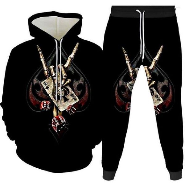 Herren-Trainingsanzüge, Damen-Hoodie-Set, PokerMoney-Druck, Trainingsanzug, modisches Outfit, lässig, stilvoll, langärmelig, Anzug, bequeme Kleidung mit Hut