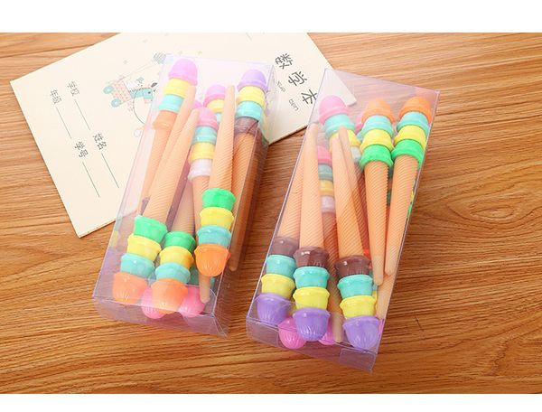 Jel Pens 20 PCS Yaratıcı Kırtasiye Jel Kalem Sevimli Öğrenci İğne Tabanlı Boya Kalem Karikatür Dondurma Jel Kalem Toptan 230721