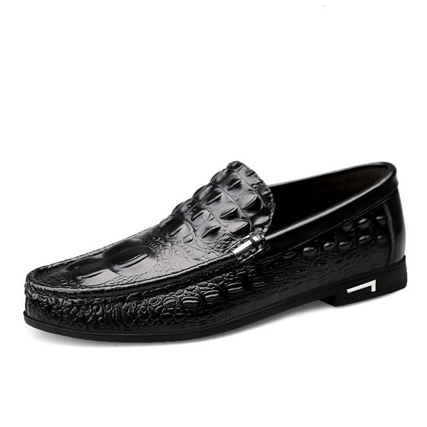 Sapatos sociais masculinos de couro rasos marca jacaré design masculino mocassins estilo moderno sapatos mocassim masculinos 230720