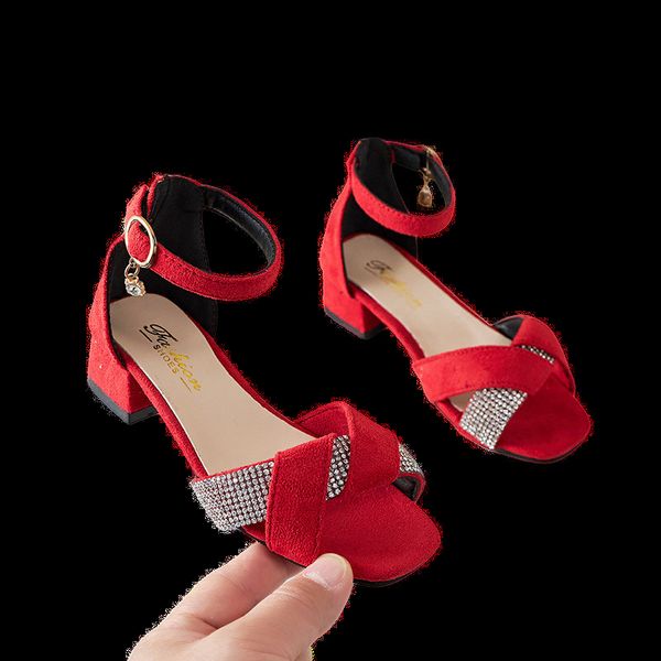 Sandalen Mädchen Kinder Rote Heels Sanldaies Sommer Prinzessin Mädchen Dick Mit Quaste Weiblichen Schuh 230720