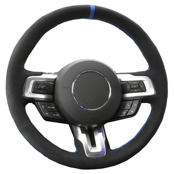 Copertura del volante dell'automobile cucita a mano fai-da-te in pelle scamosciata per Ford Mustang 2015 2016 2017 2018 2019-ora Auto Car Styling2648