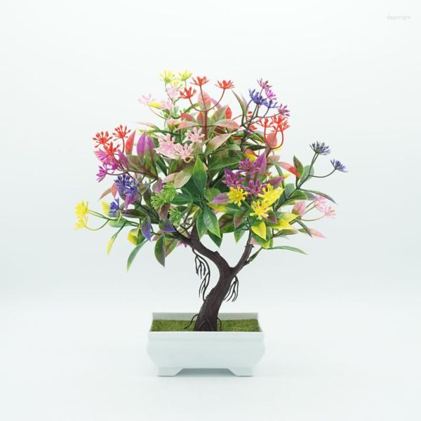 Flores decorativas artificiais em vasos com plantas verdes bonsai decoração de mesa para casa enfeites de jardim falso