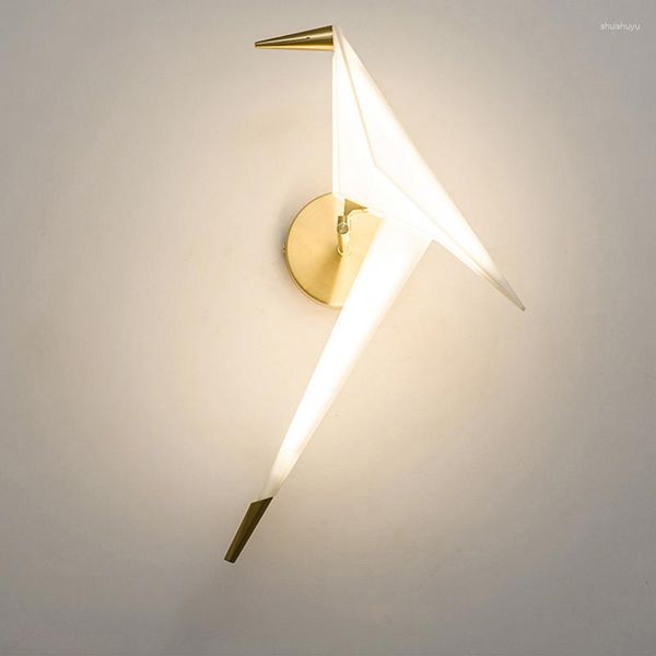 Lampada da parete moderna gru di carta a LED Bird Light per comodino Camera da letto Sconce Living LOFT Apparecchio di illuminazione domestica