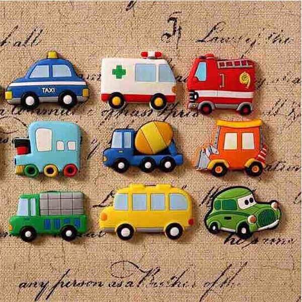 Buzdolabı mıknatıslar 5 adet çocuklar için yaratıcı karikatür araba küçük boyutlu silikon jel manyetik mıknatıs hayvan 230721