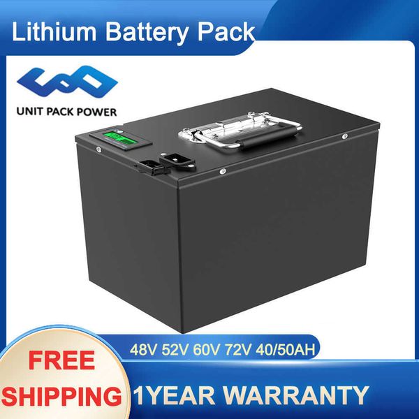 48V 50AH Batteria 24V 100AH Batteria Scooter 60V 52V 72V 40AH per 3000W 1800W Moto/Inverter RV EV/Go-Kart/Backup Power