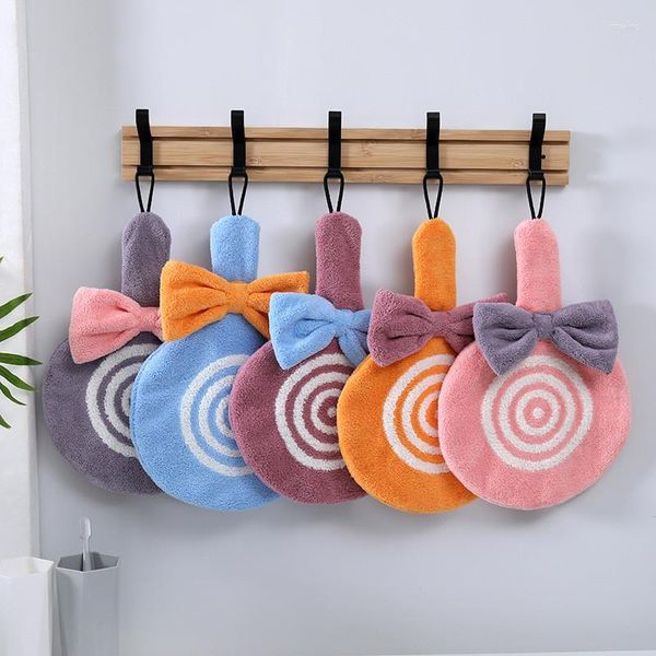 Handtuch 1 stück Lollipop Form mit Schleife Korallen Samt Küche Toilette Waschlappen Absorption schnell trocknend Kinder Baby weiche Hand