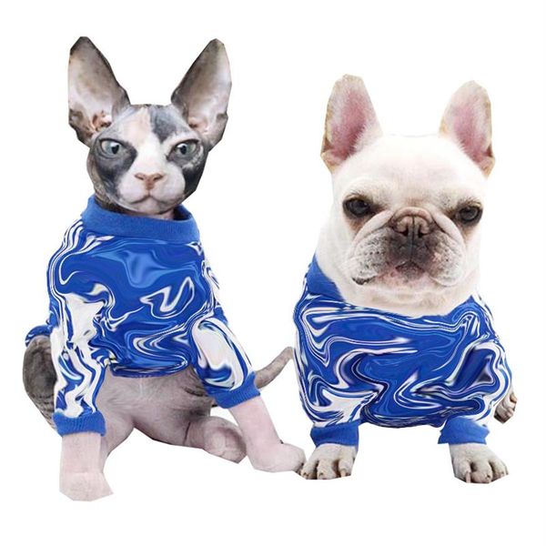 T-shirt con maglione stampato a righe per animali domestici Animali domestici classici Abbigliamento per cani e gatti Bulldog Teddy Pug Puppy Clothes212n