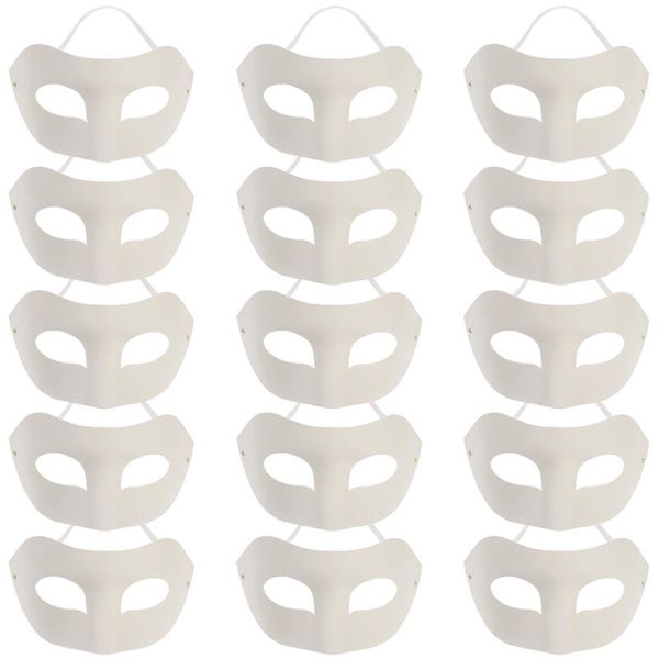 15pcs maschera in bianco verniciabile fai da te maschere di arte di carta maschere in bianco fai da te maschere di pittura fai da te per il partito di cosplay di travestimento