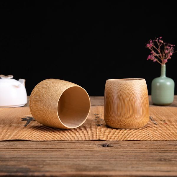 100 Stück natürliche handgemachte Bambus-Wassertasse, runde Teetassen, Trinkutensilien, Tasse mit Bambus-Duft für Kung-Fu-Tee