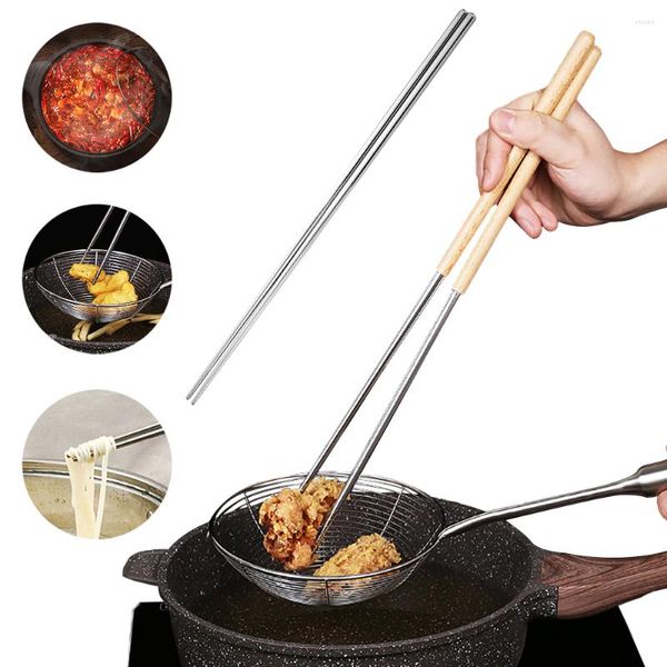 Pauzinhos 1 par japonês extra de madeira longo pauzinho de alta qualidade tamanho grande macarrão frito antiderrapante cozinha chinesa ferramentas de cozinha