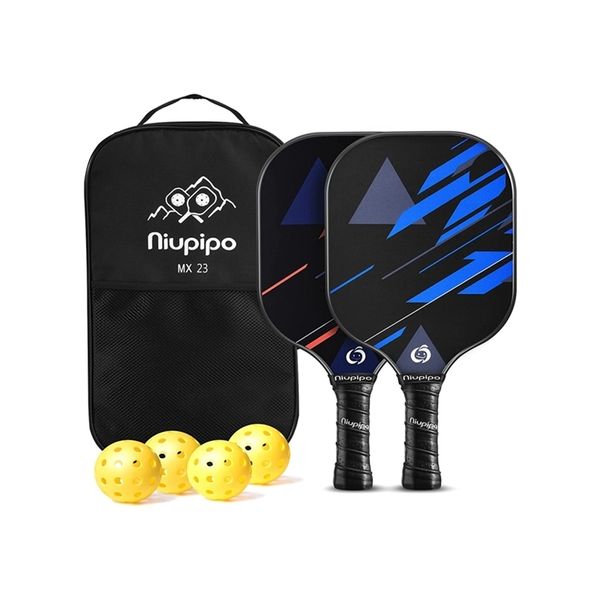 Tenis Raketleri Pickleball Raket Kriket Seti 4 Toplar 2 Kürekler 1 Çanta Karbon Fiber Kompozisyon PE Petek Çekirdek Yüzey Hafif Ekipman 230720