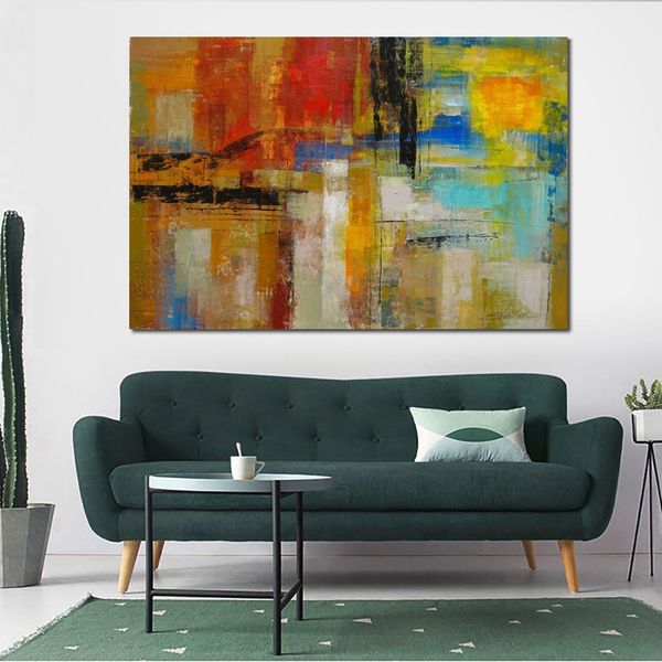 Landschap canvas abstracte kunst haven zonsondergang handgeschilderde kunstwerken romantisch huis decor