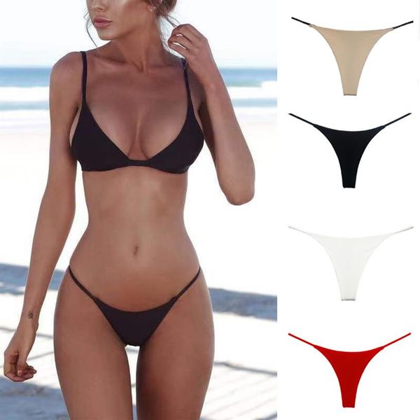 Tanga feminina sexy com costas em T para mulheres maduras sem costura calcinha fio dental Tangas femininas e roupa íntima fio dental cintura baixa 299G