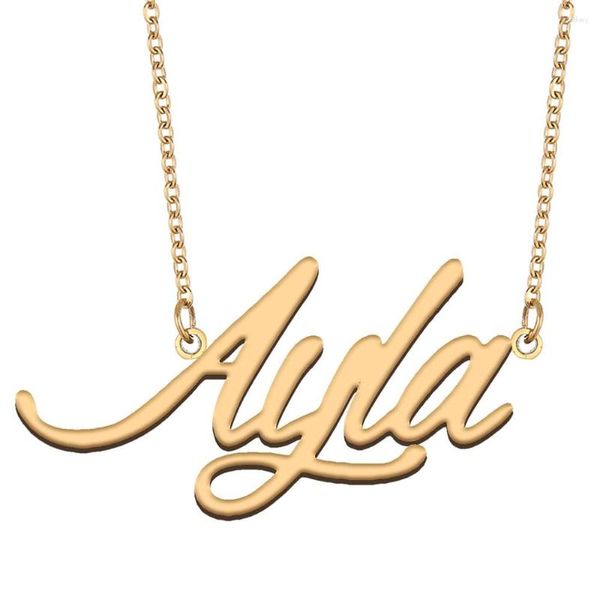Anhänger Halsketten Ayla Namensschild Halskette für Frauen Edelstahl Schmuck vergoldet Namenskette Femme Mütter Freundin Geschenk