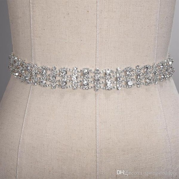 Cintos de noiva de cristal feitos à mão Cinto de vestido de noiva de prata dourada com strass Acessórios formais de casamento Cinto de faixa de fita de noiva CPA1204l