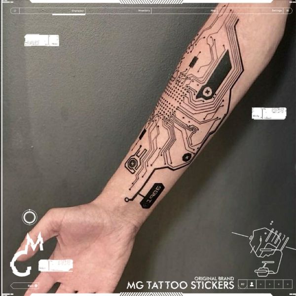 Platine Nr. 1986 Tattoo Wasserdicht Temporäre Tattoos Dauerhafte Fake Tattoo für Frau Mann Arm Tattoo Roboter Tattoos Aufkleber