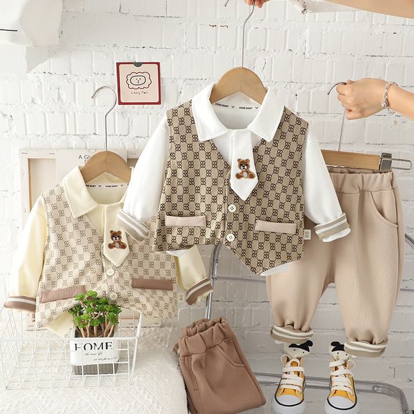 3PC Baby Kleinkind Junge Kleidung Set Outfit Casual Kleidung Outfits Weste Hemd Hosen Kinder Kleidung Sets Kinder Geburtstag Weihnachten kostüme