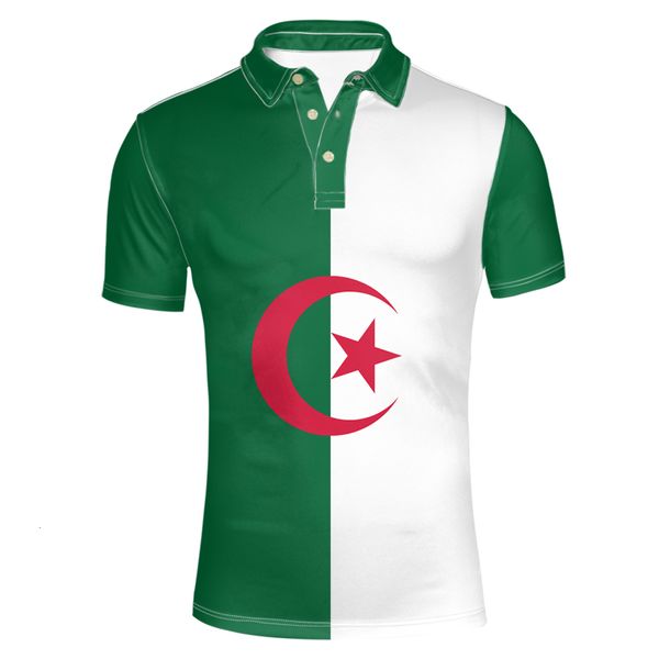 Polos masculinos Argélia juventude livre feito sob encomenda número dza Polo islam diy árabe algerie árabe impressão texto palavra bandeira preta po roupas 230720