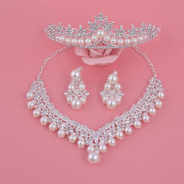 Set di gioielli di perle di cristallo per la sposa Set di gioielli da sposa per donna con strass di nuovo design Orecchini con collana di strass272F