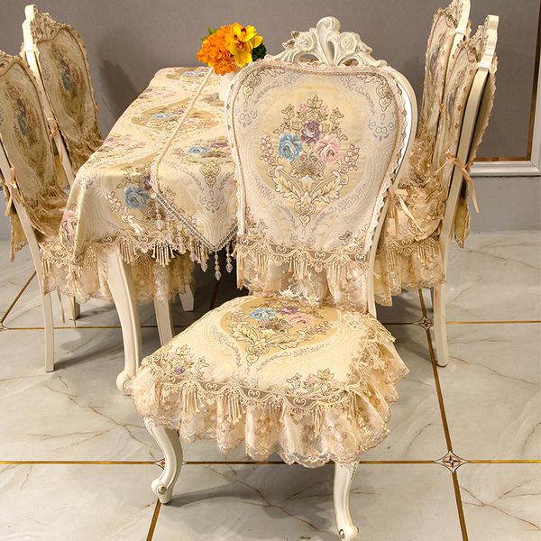 Capas de cadeira de luxo europeia para mesa de jantar capa de cadeira de jantar de alta qualidade almofada/encosto da cadeira antiderrapante destacável lavável decoração de casa 230720