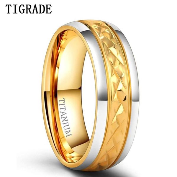 7mm Gold Farbe Titan Ring Für Männer Und Frauen Hochzeit Luxus Zwei Ton Kuppel Poliert Band Comfort Fit männer Frauen Rings348v