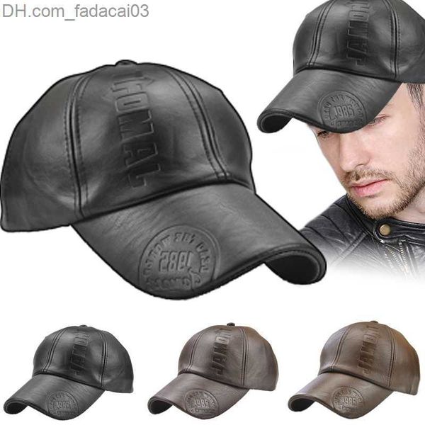 Ballkappen Neue Modemarke Leder Baseball Cap Casual Sportshut Herbst und Winter sowie Schwan -Stapel -Hut -Leder -Baseball -Kappe Z230811