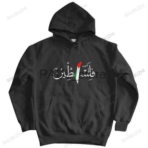 Мужские толстовка толстовок палестин арабское название с палестинской картой флагов Мужская толстовка хлопковой капюшона.