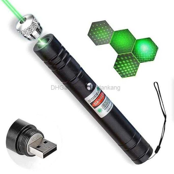 Torcia con puntatore laser verde a lungo raggio Puntatori laser ricaricabili USB ad alta potenza potente raggio di luce da 2000 m Torcia con messa a fuoco regolabile con batteria