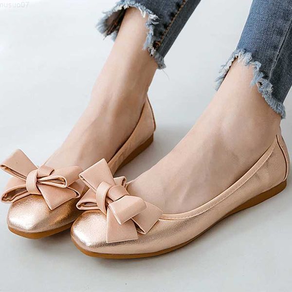 Kleid Schuhe Leder faltbare Ballerinas Damen Mokassins Slip on Roll-up Flats Schuhe Damen Karree Ballerina Femme L230731