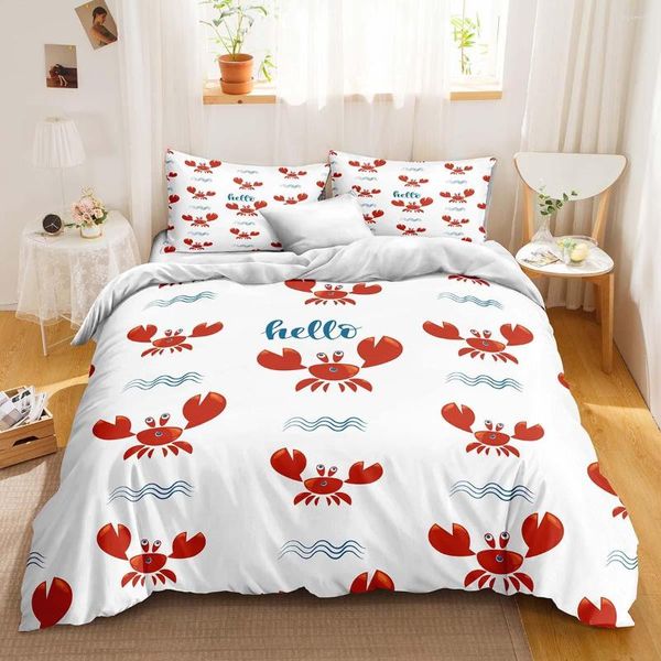 Set di biancheria da letto Set copripiumino granchio Ragazze Ragazzi Cartoon Cute Red Dropshipper di tutte le dimensioni