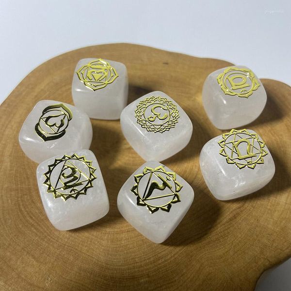 Sacchetti per gioielli Cubo 7 Chakra Natura Cristalli Pietre Guarigione Quadrato Tumbled Pietra preziosa Reiki lucidata per meditazione Yoga Terapia Decorazioni per la casa