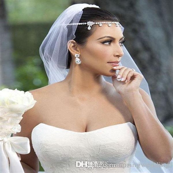 Kim Kardashia Shining Crystal Rhinestone Beautiful Wedding Bridal Wedding Hair Piece Accessoire Jewelry Tiaras real Poe292l