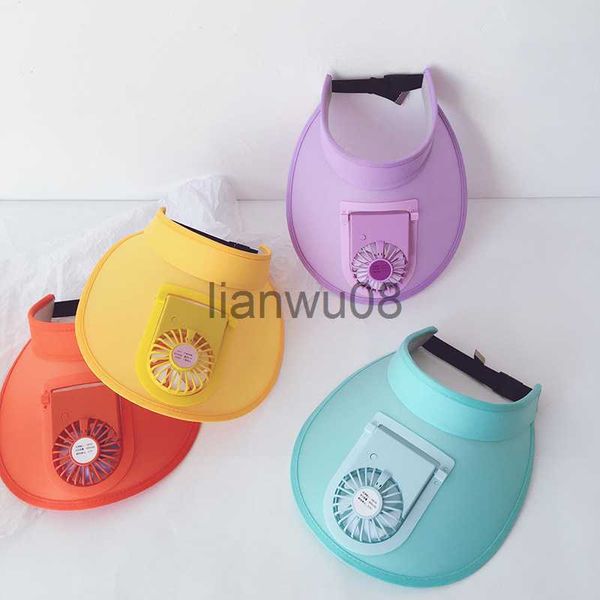 Kapaklar Şapkalar Yeni Gelişler 2022 Yaz Çocukları Bebek Şapka Baş Kepi Soğutma Fan Çocukları Ücretli Beyzbol Tepeli Kapak Visor Şapka Sunhats 210T X0721