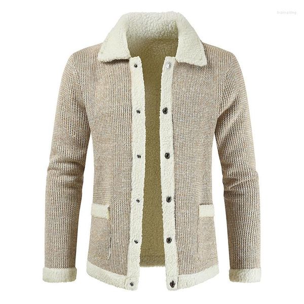 Maglioni da uomo Inverno spesso casual sciolto maglione in pile cappotto uomo cardigan lavorato a maglia uomo manica lunga maglieria soffice beige maschio taglie forti