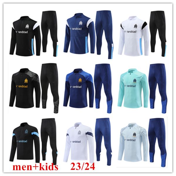 22 23 24 24 Marseilles Soccer Trackcuits Milik Payet Overtement Jacket 2023 Тренировочный костюм Veste Maillot de Foot Olympique Om Men Child