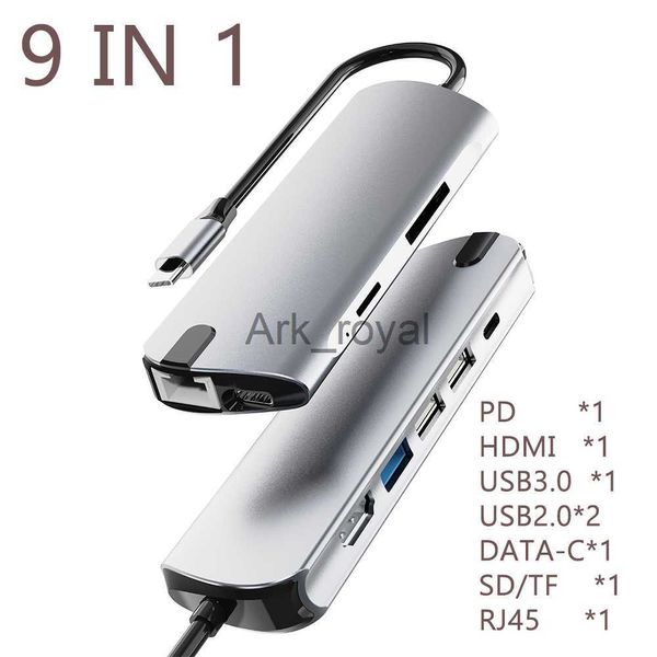 Accessori per schede di espansione 9 in 1 Tipo C USB 30 20 Docking station HDMI RJ45 PD Adattatore multiporta VGA Scheda SDTF Soft TypeC HUB Per Macbook Air Pro J230721