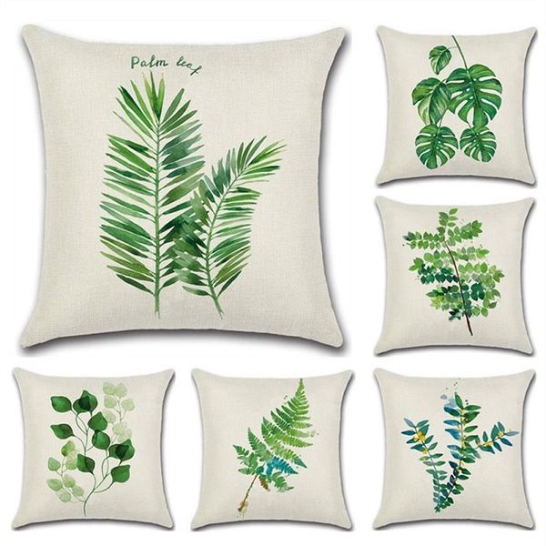 Fronha Rainforest Fronha Folha Verde Planta Linho Almofadas Quadradas Fronhas Capa Folhas Verdes Quarto Fronha Decorativa Para Casa295c