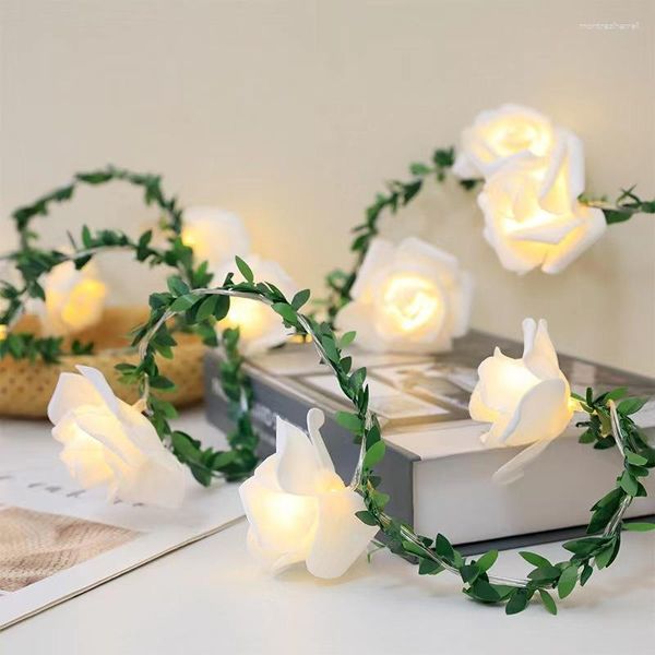 Stringhe Luci a LED Stringa Festa della mamma Fiore rosa Illuminazione bianca calda Funzionamento a batteria Decorazione per interni per feste di San Valentino